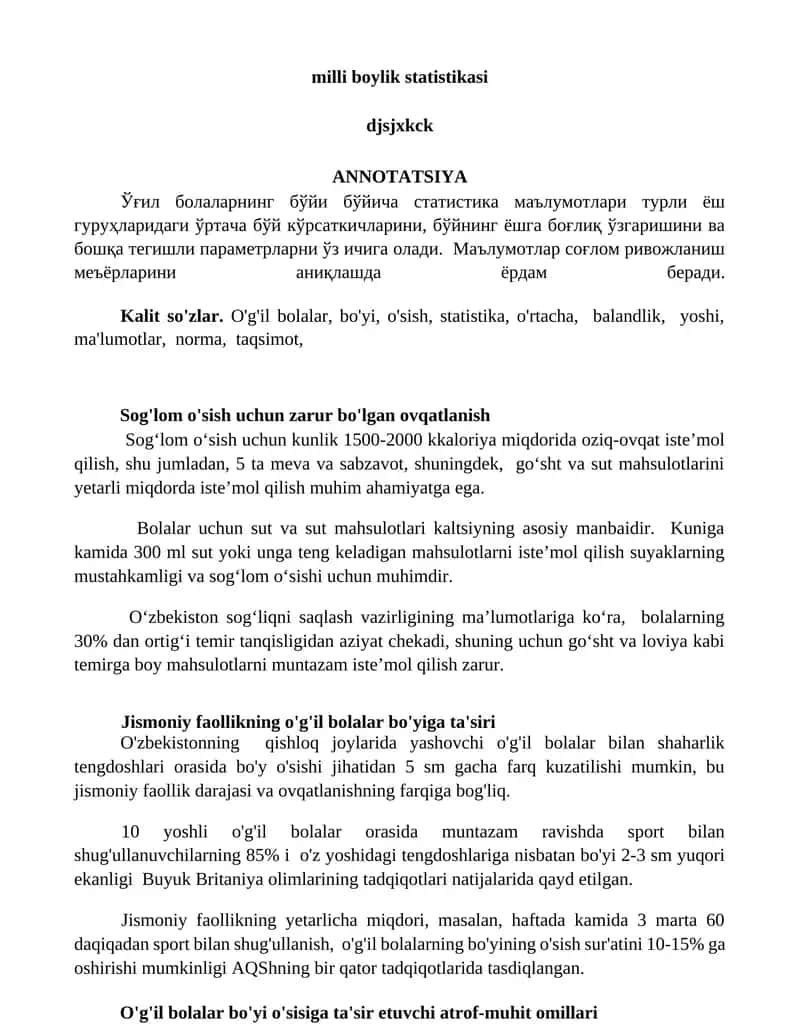 Sog'lom o'sish uchun zarur bo'lgan ovqatlanish 1