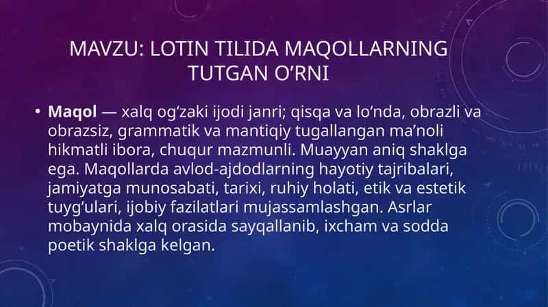 Lotin tili damaqollarning tutgan o’rni 1