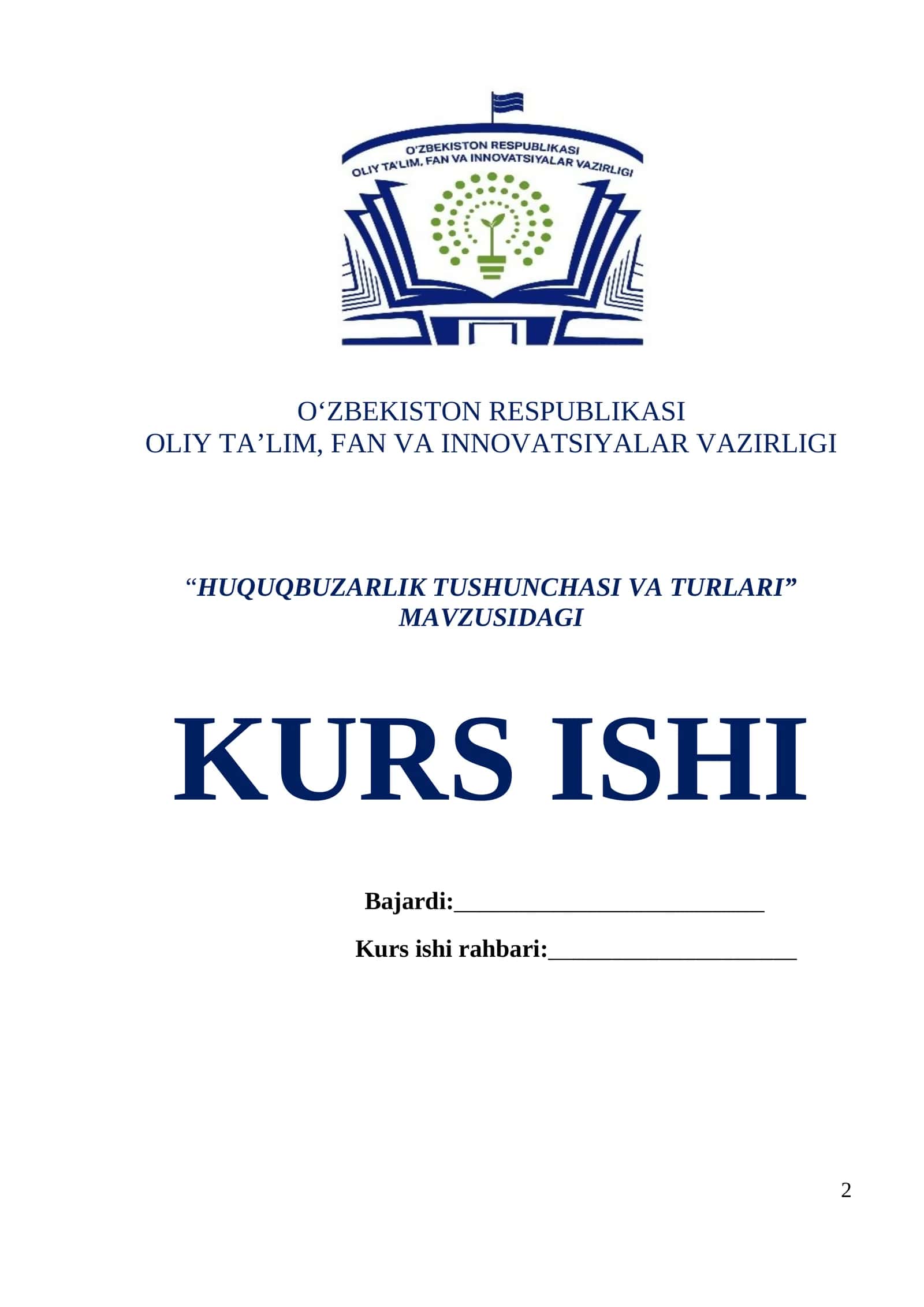 HUQUQBUZARLIK TUSHUNCHASI VA TURLARI 1