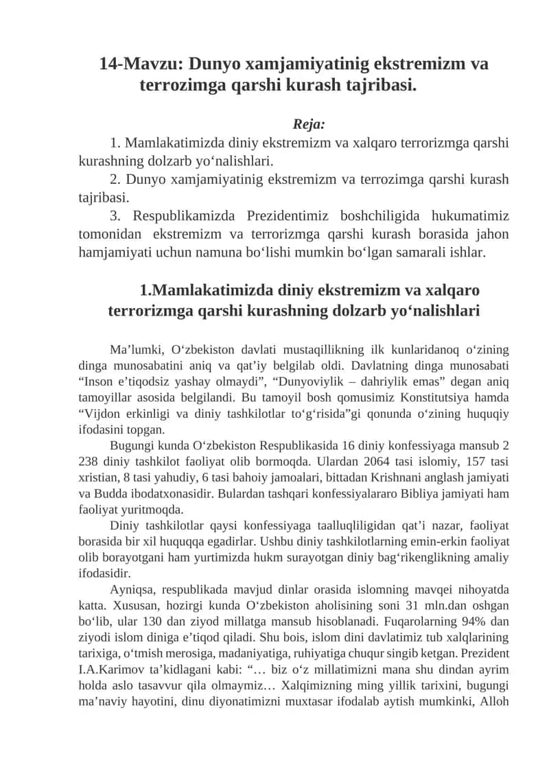 Diniy ekstremizm va terrozimga qarshi kurash 1