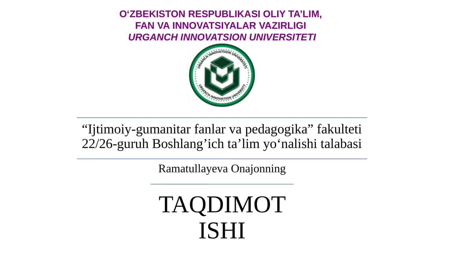 URGANCH INNOVATSION UNIVERSITETI 1