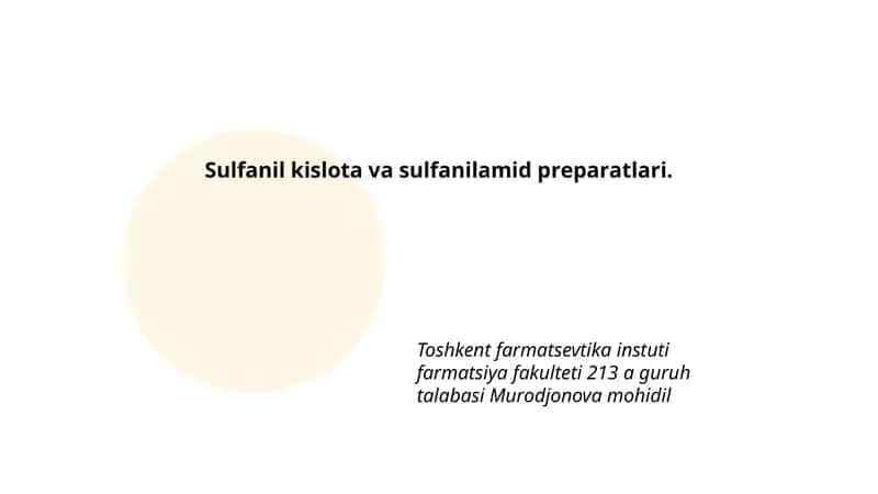 Sulfanil kislota va sulfanilamid preparatlari 1