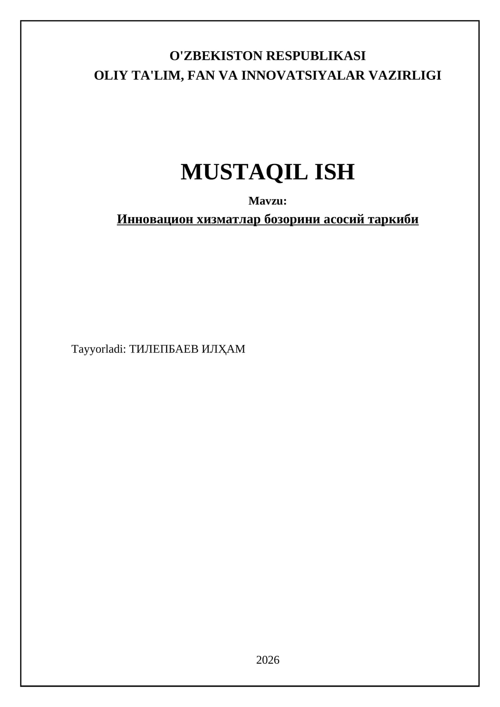 Инновацион хизматлар бозорини асосий таркиби 1