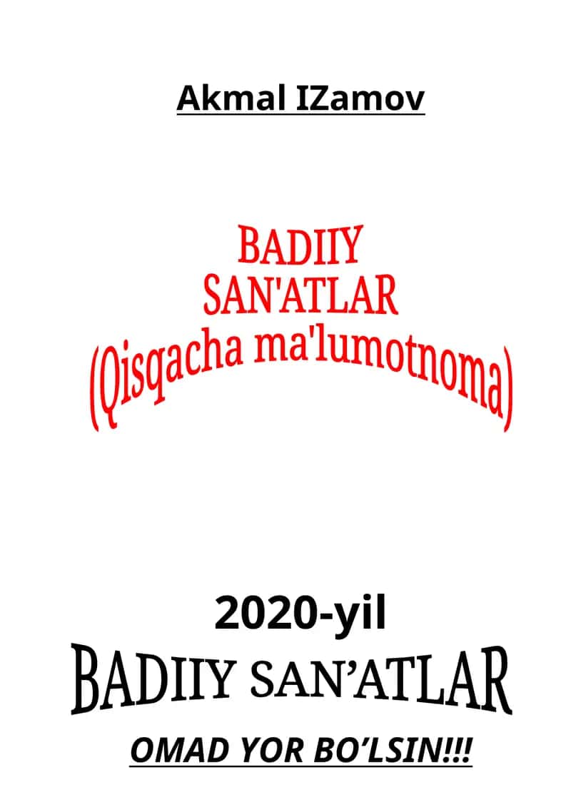 BADIIY SAN’ATLAR ZARBULMASAL 1