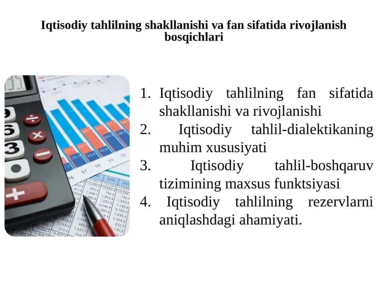 Iqtisodiy tahlilning shakllanishi va fan sifati 1