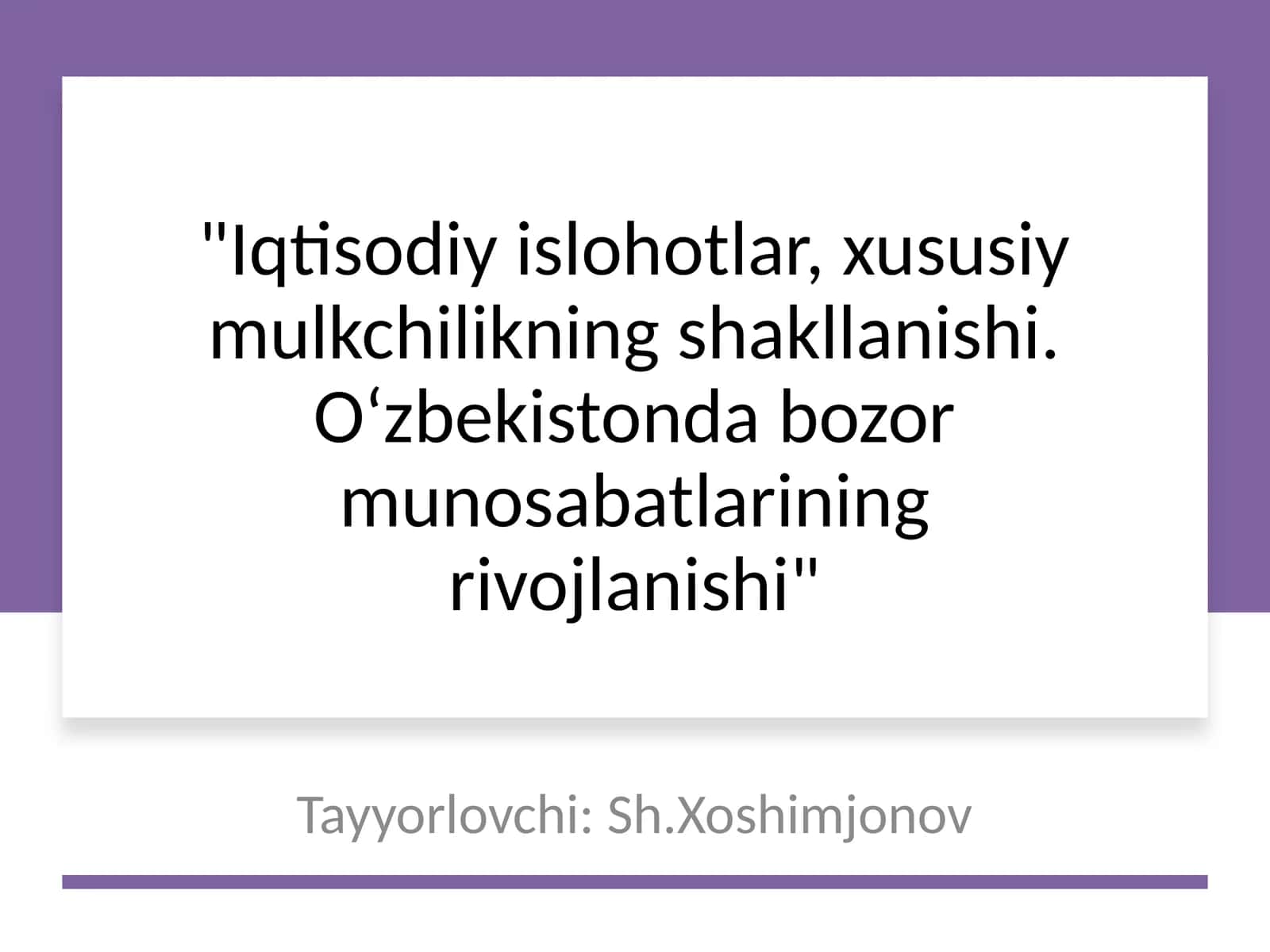 Iqtisodiy Islohotlar 1