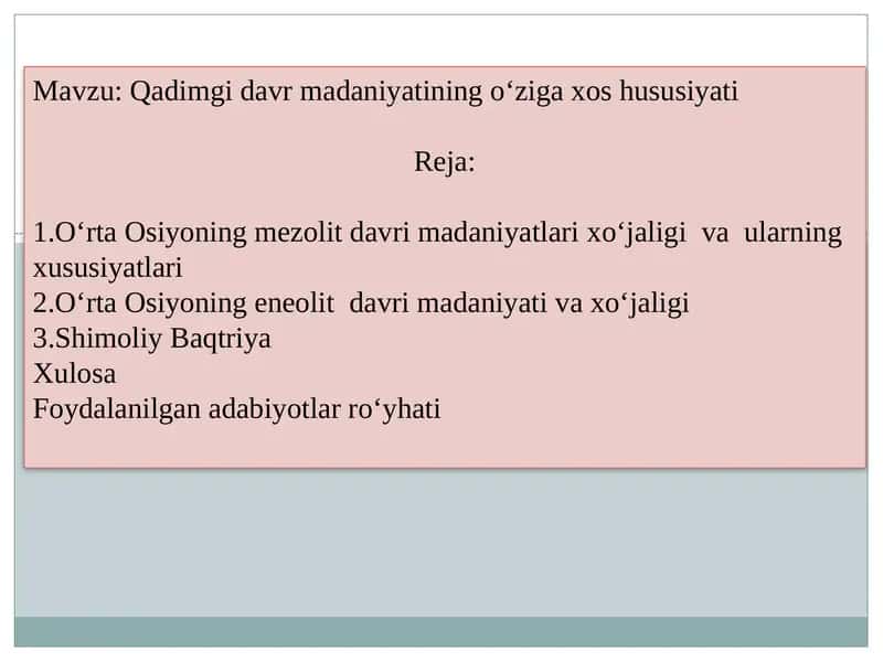 Qadimgi davr madaniyatining özgä xususiyati 1