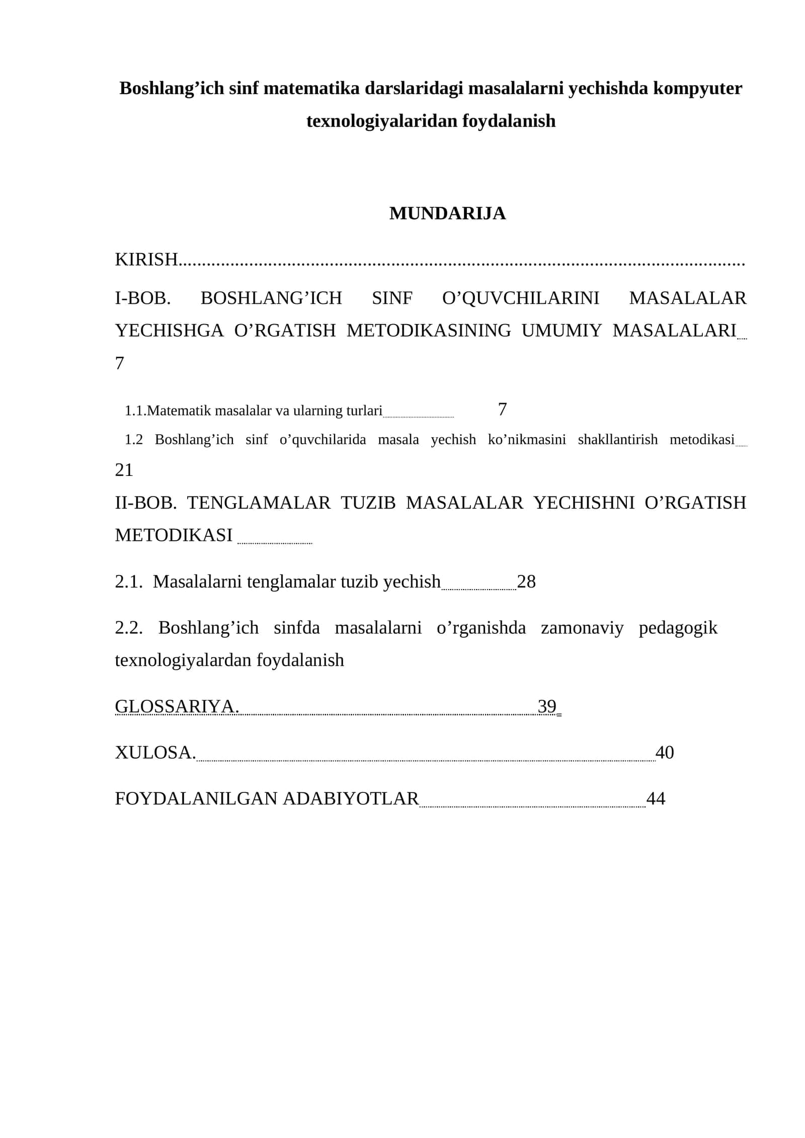 Bоshlang'ich sinf matematika darslaridagi masalalarni yechishda kоmpyuter texnоlоgiyalaridan fоydalanish 1