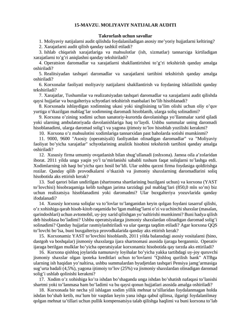 Moliyaviy natijalar audit 1