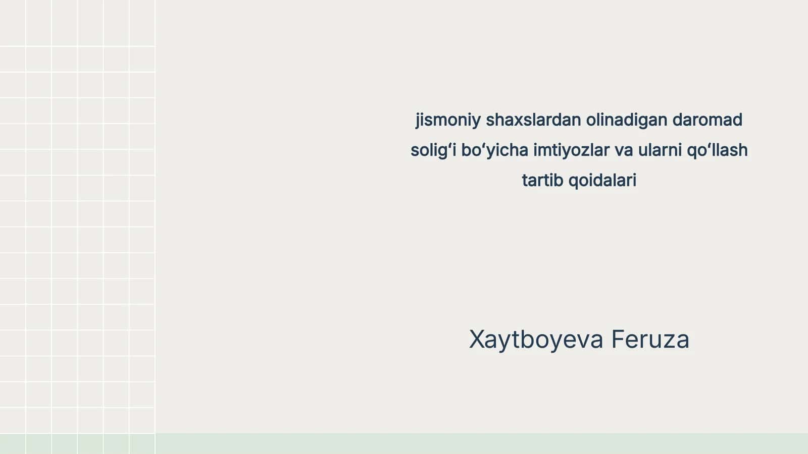 Soliq Imtiyozlari Asoslari 1