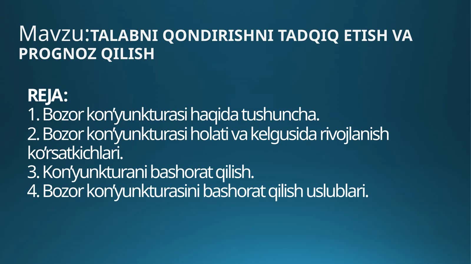 TALABNI QONDIRISHNI TADQIQ ETISH VA PROGNOZ QILISH 1