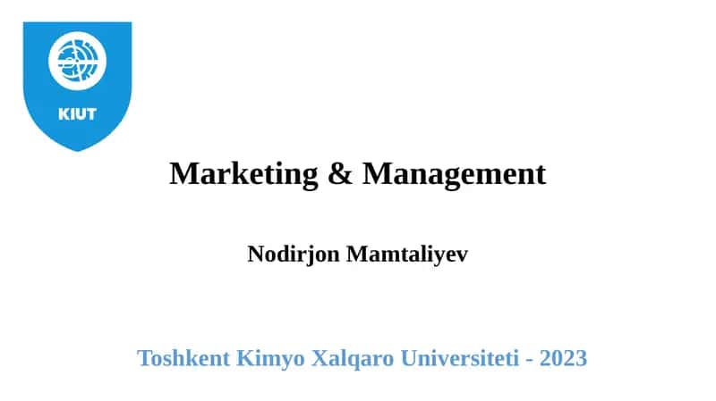 Marketing & Management 1