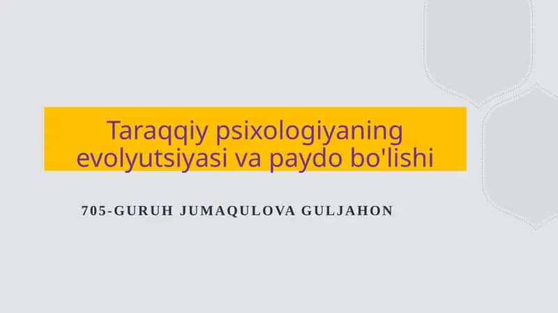 Rivojlanish psixologiyasi 1