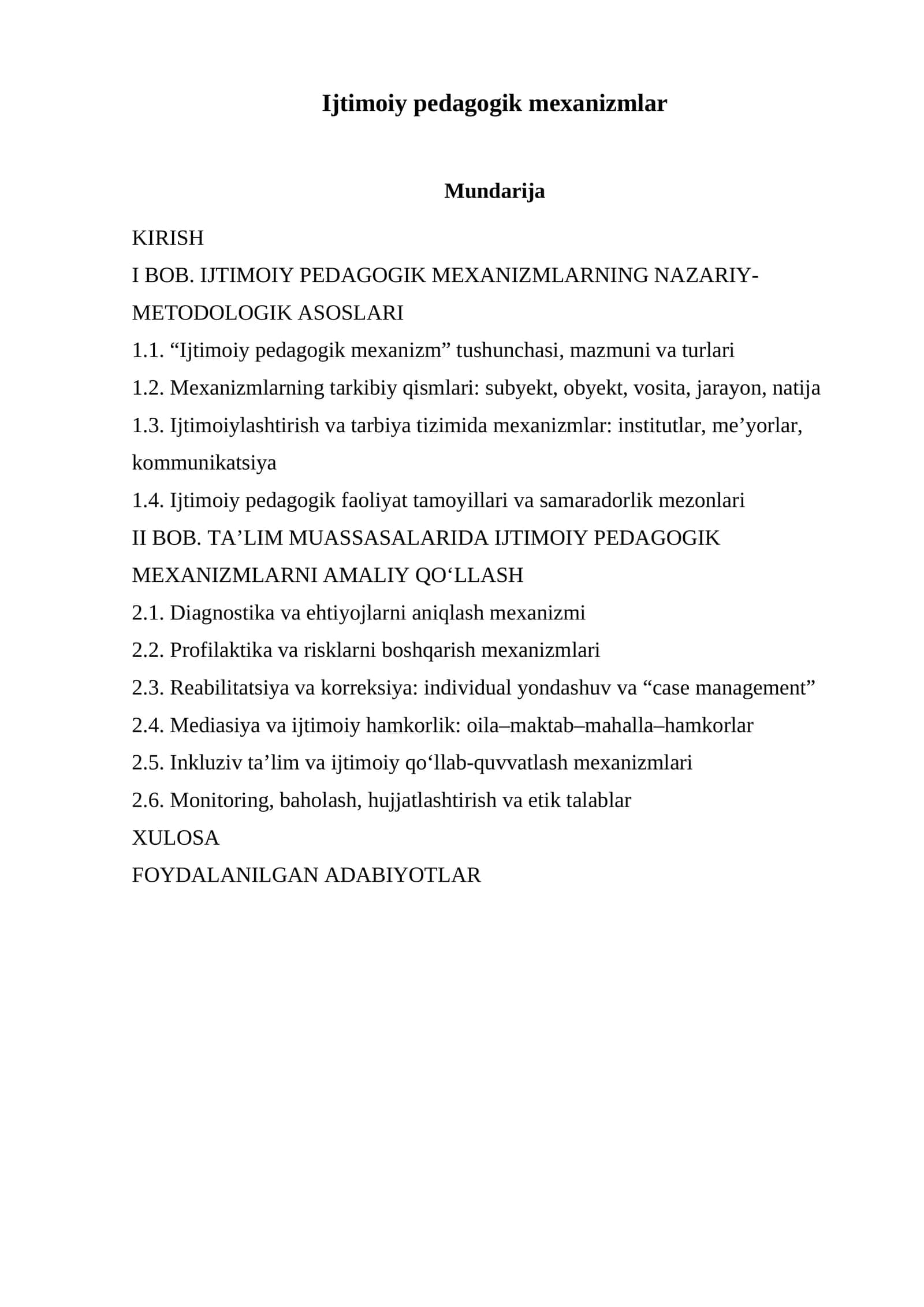 Ijtimoiy pedagogik mexanizmlar 1