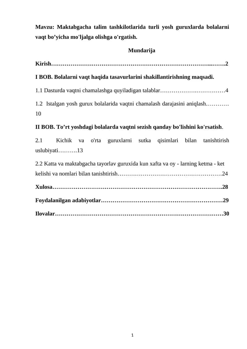 Maktabgacha talim tashkilotlarida turli yosh guruxlarda bolalarni vaqt bo’yicha mo'ljalga olishga o'rgatish 1