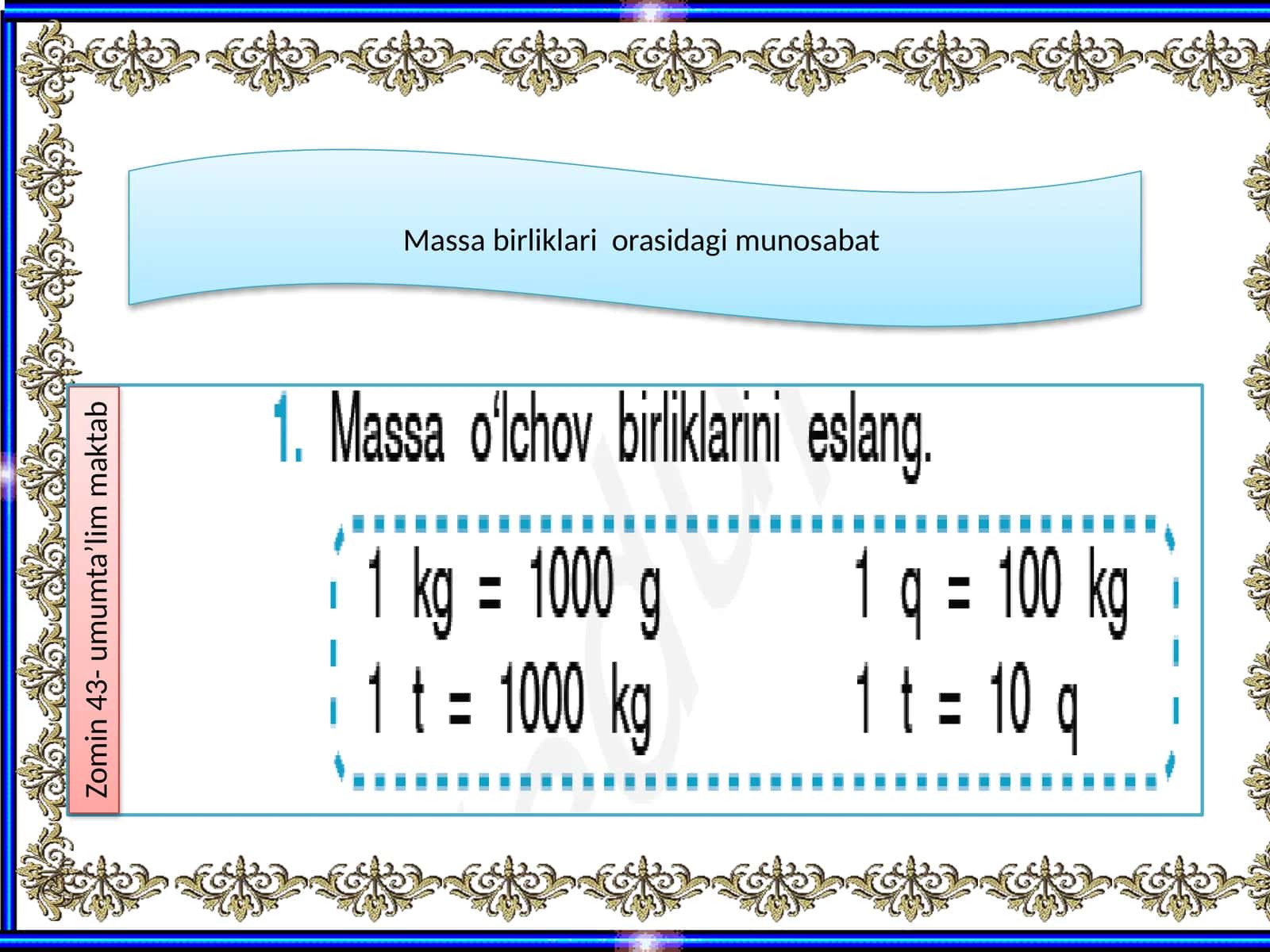 Massa birliklari orasidagi munosabat 1