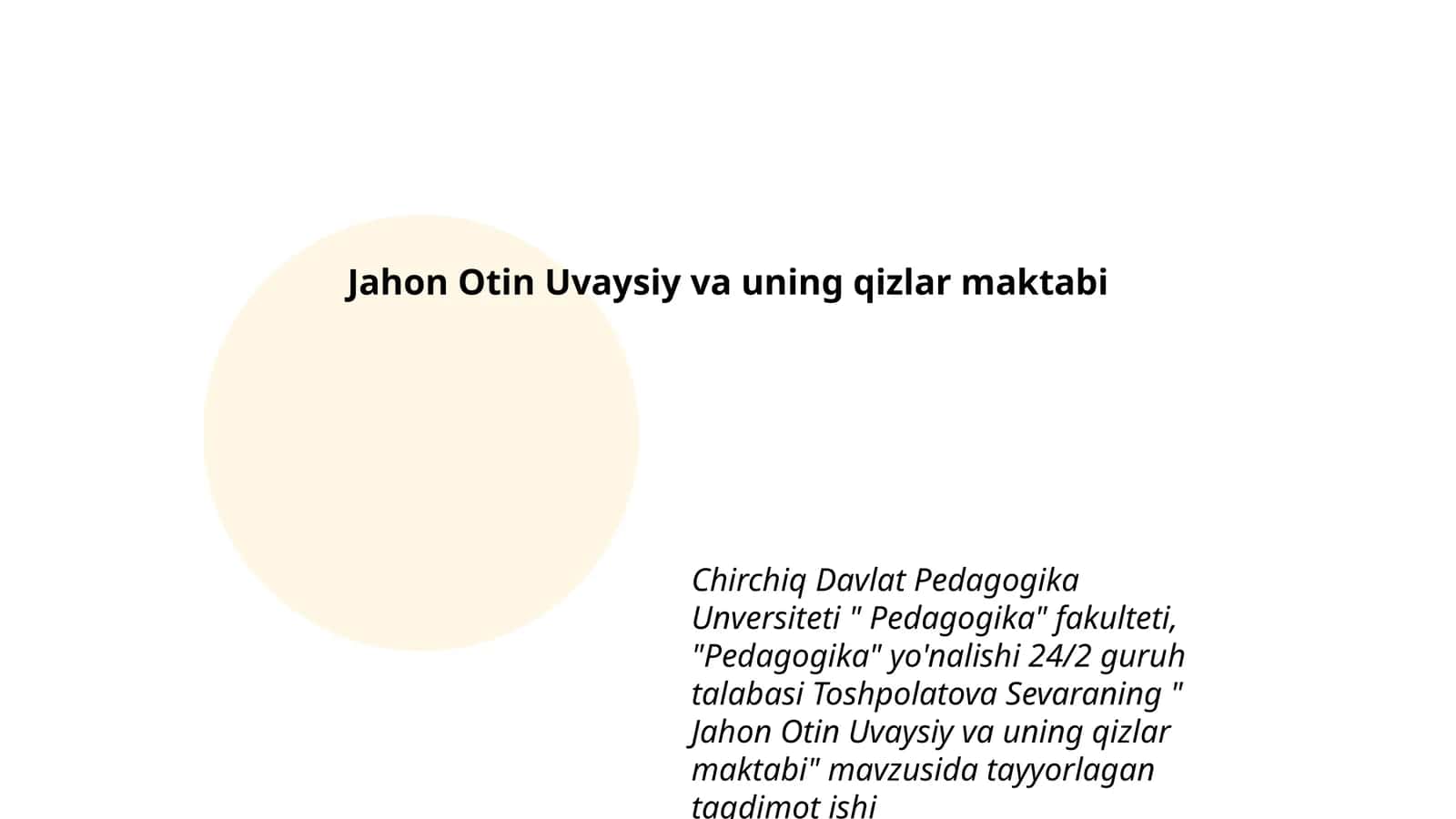 Jahon Otin Uvaysiy va uning qizlar maktabi 1
