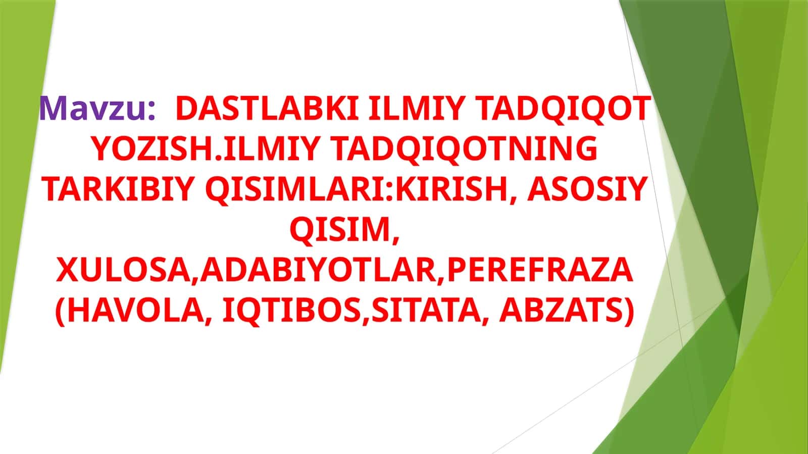 DASTLABKI ILMIY TADQIQOT YOZISH 1