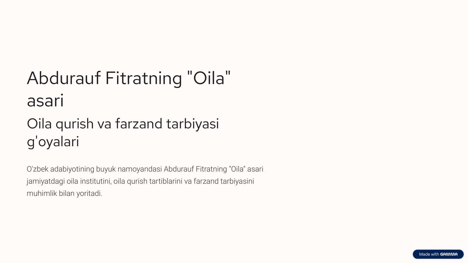 Abdurauf Fitratning "Oila" asari 1