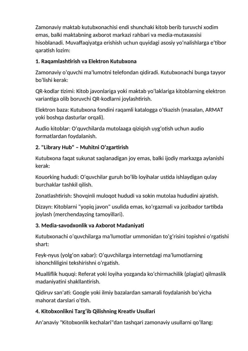 Zamonaviy maktab kutubxonachisi 1