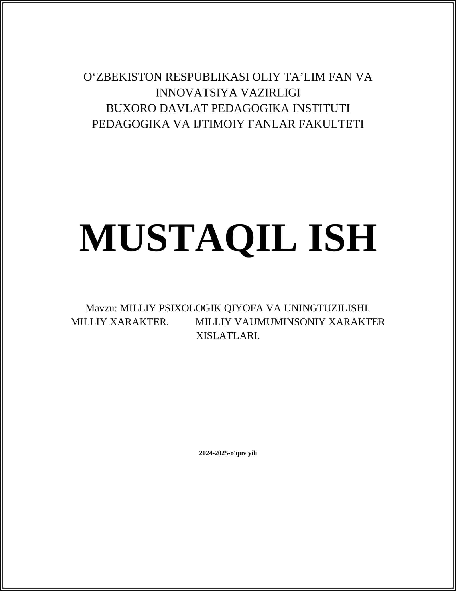 MILLIY PSIXOLOGIK QIYOFA VA UNING TURUQLARI 1