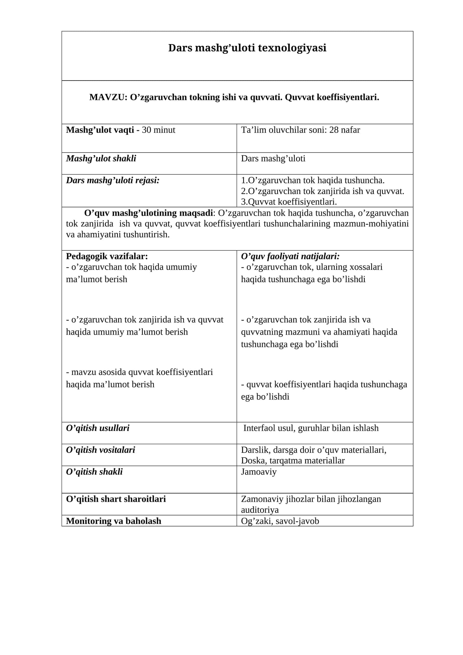 O’zgaruvchan tokning ishi va quvvati. Quvvat koeffisiyentlari mavzusida tayyor dars ishlanmasi. 1
