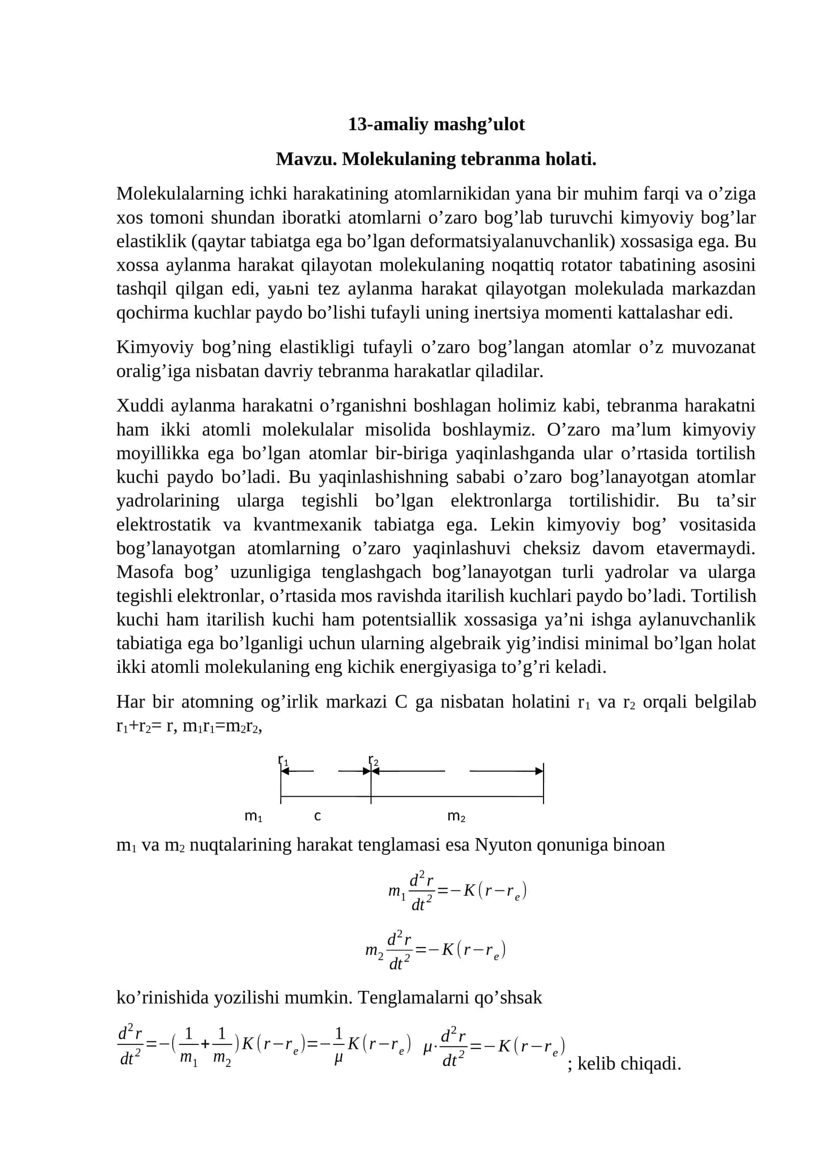 Molekulaning tebranma holati 1