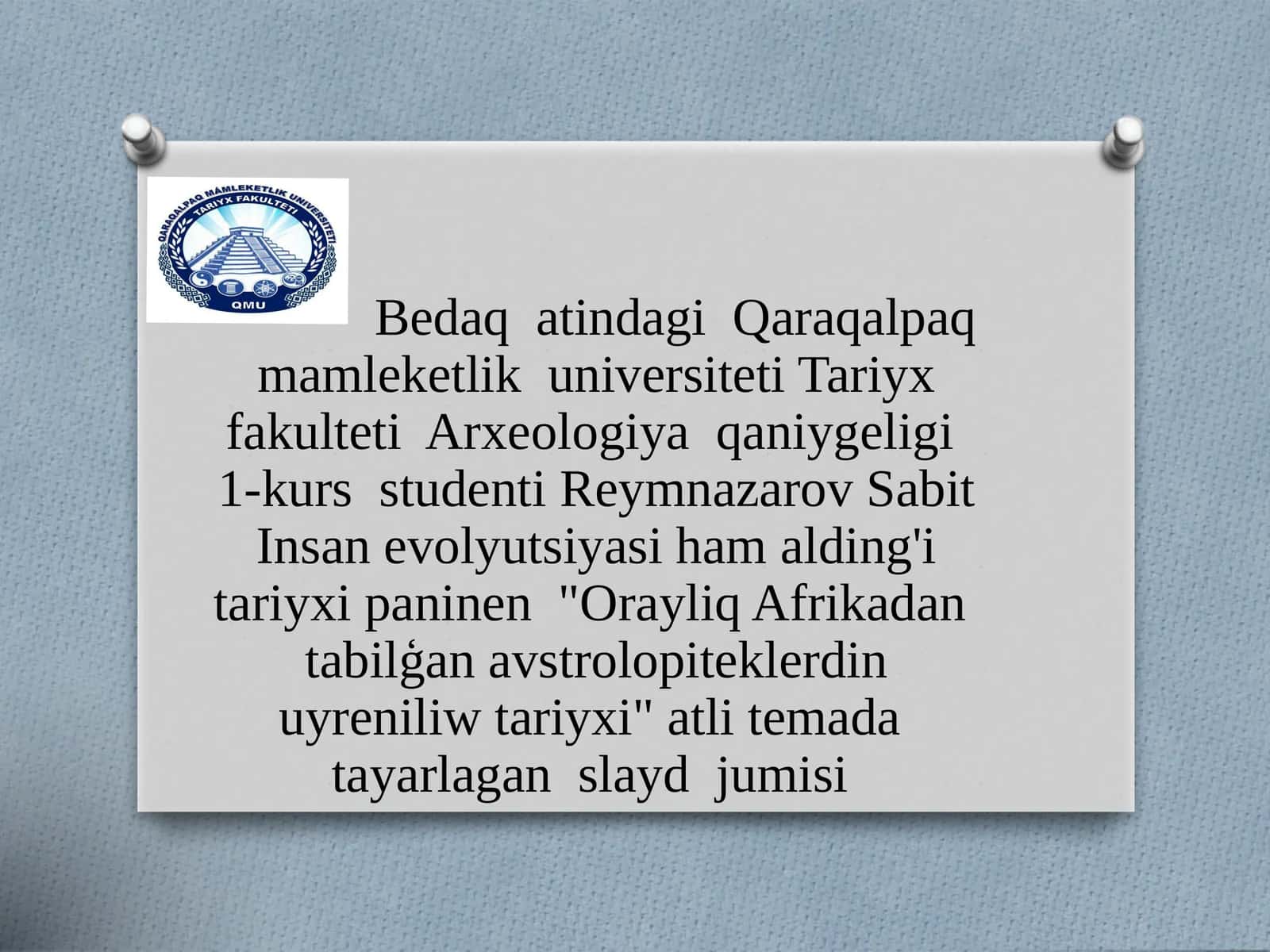 Oraylıq Afrikadan tabılǵan avstrolopiteklerdiń uyreniliw tariyxı 1