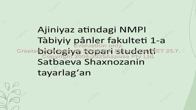 Joqari dàrejeli oʻsimliklerdin̈ kelip shigiwi evolyutsiyasi 1