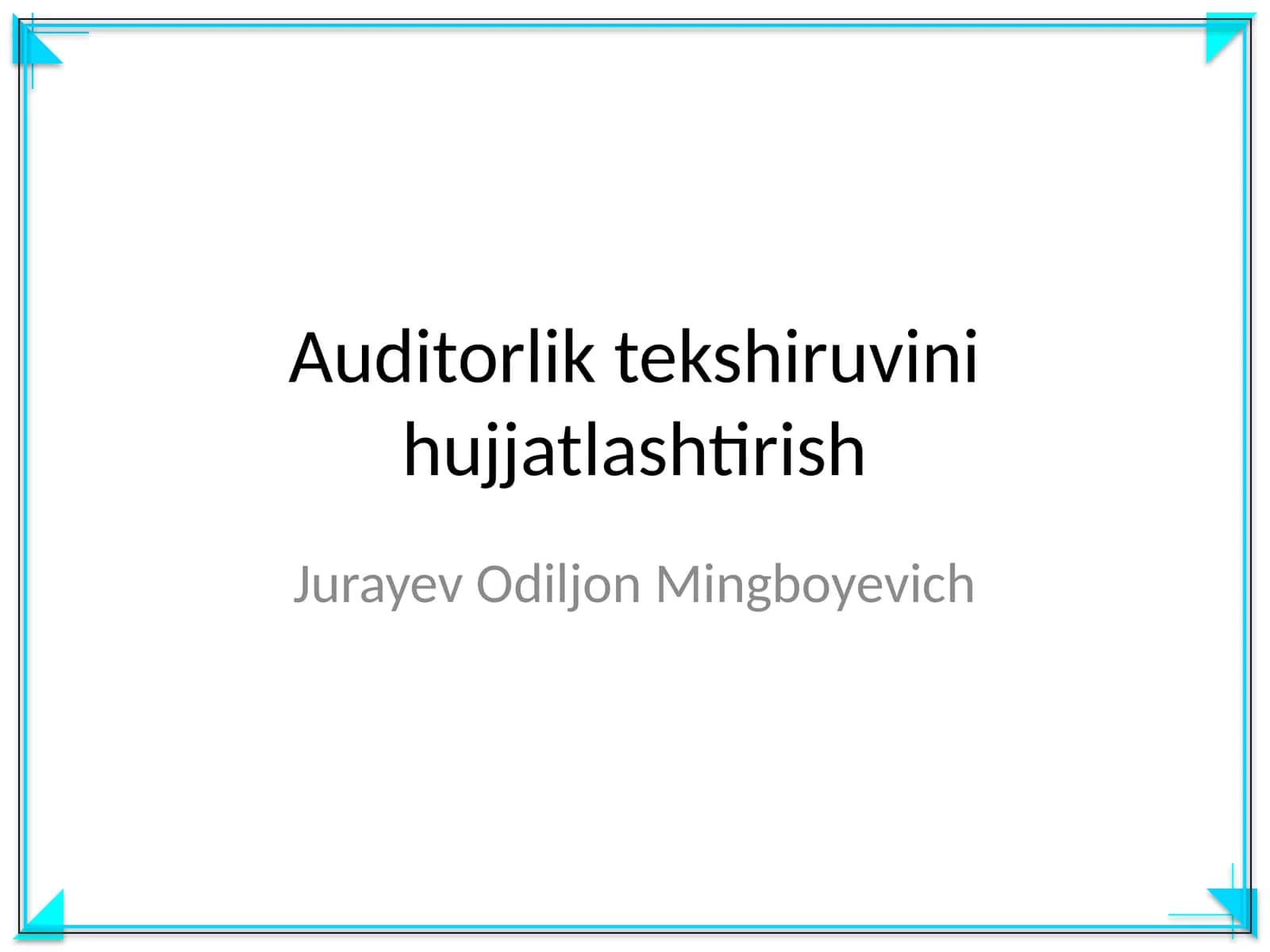 Auditorlik tekshiruvini hujjatlashtirish 1