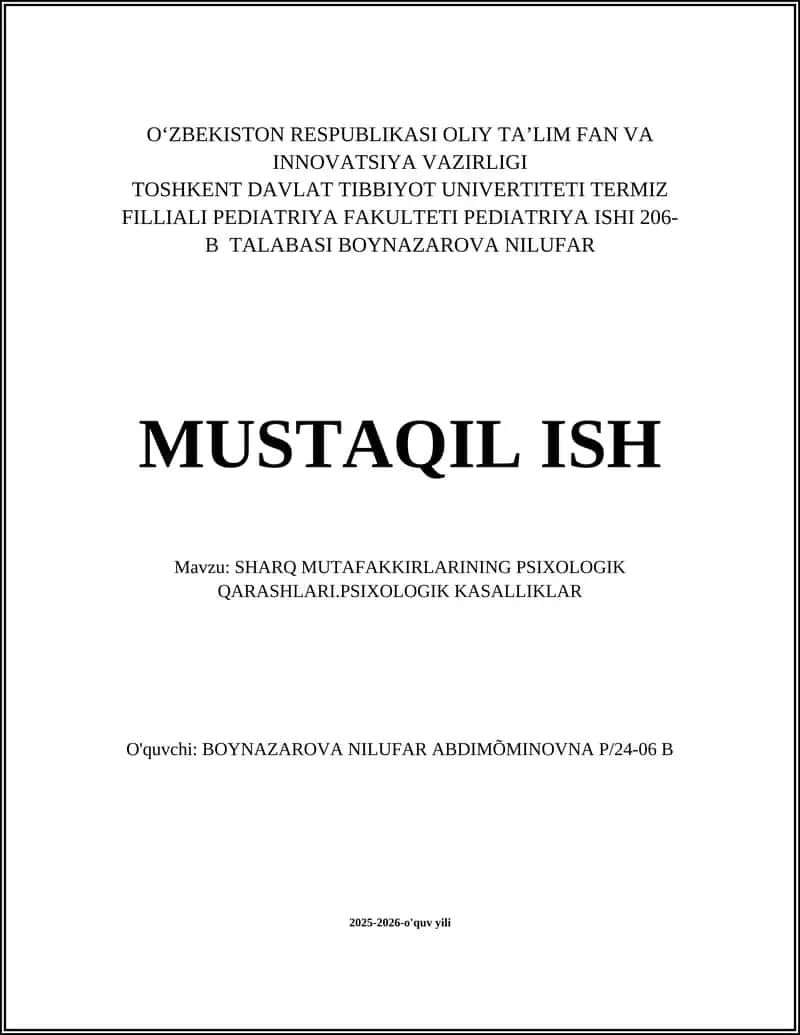 SHARQ MUTAFAKKIRLARINING PSIXOLOGIK QARASHLARI 1