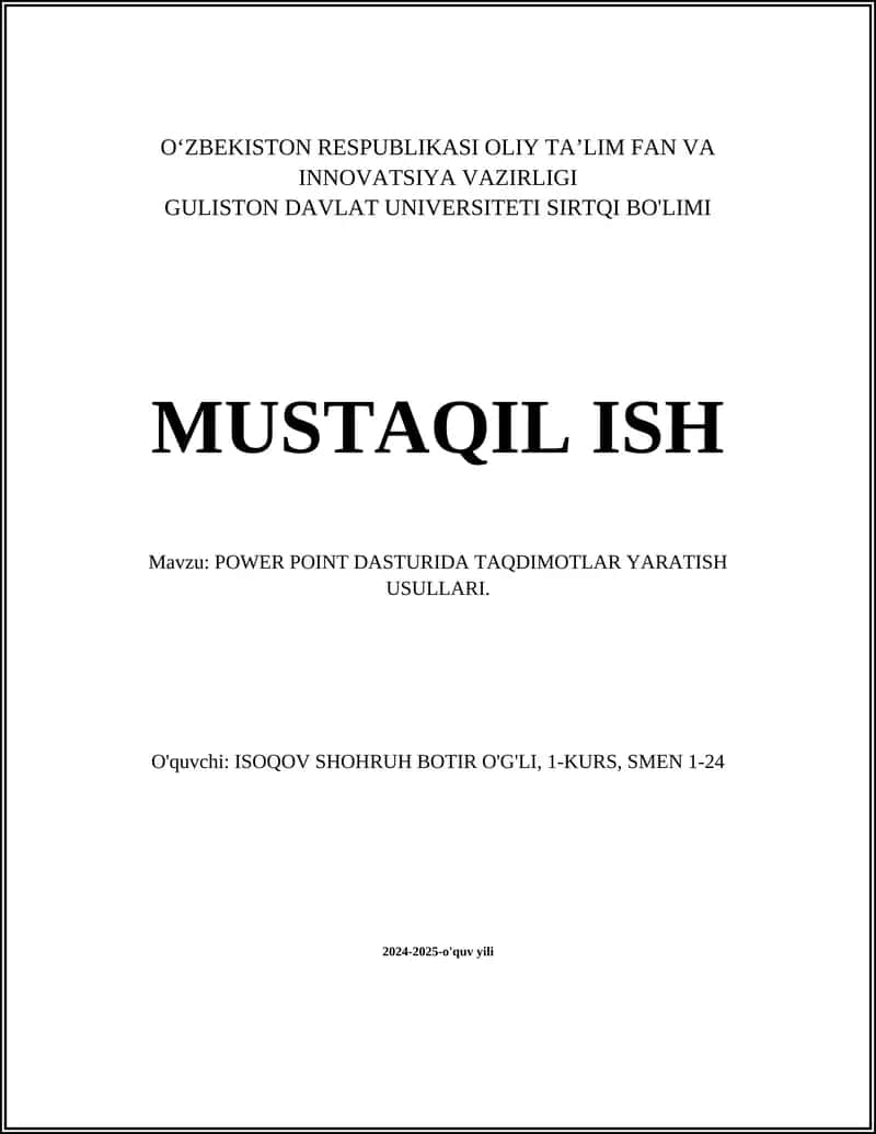 POWER POINT DASTURIDA TAQDIMOTLAR YARATISH USULLARI 1