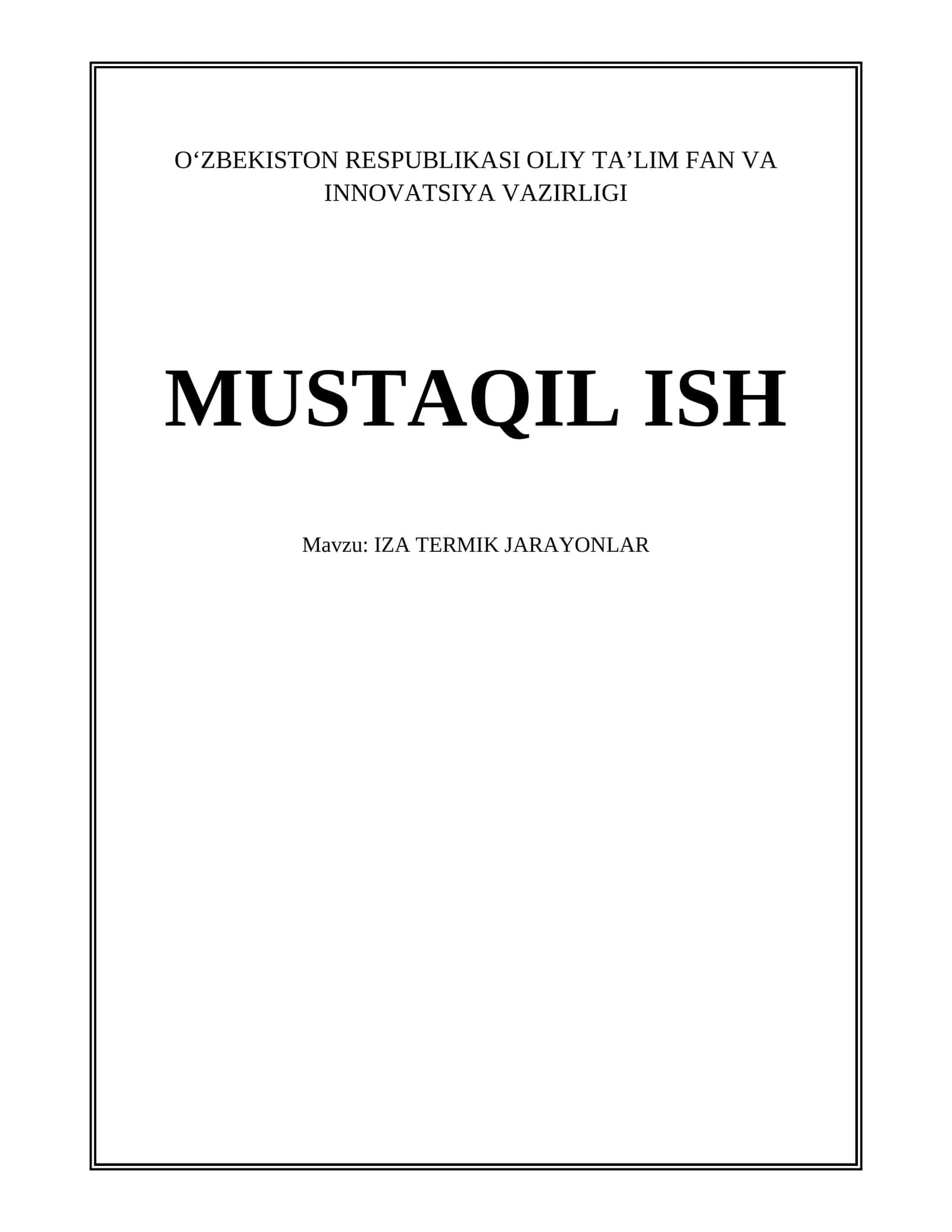 IZA TERMIK JARAYONLAR 1