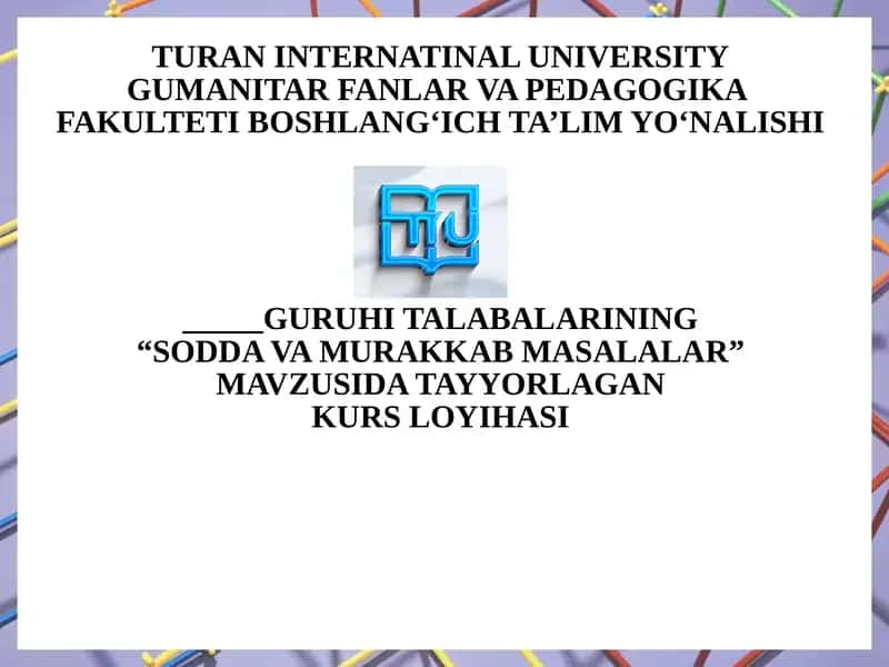 Soddavamurakkabmasalalar 1