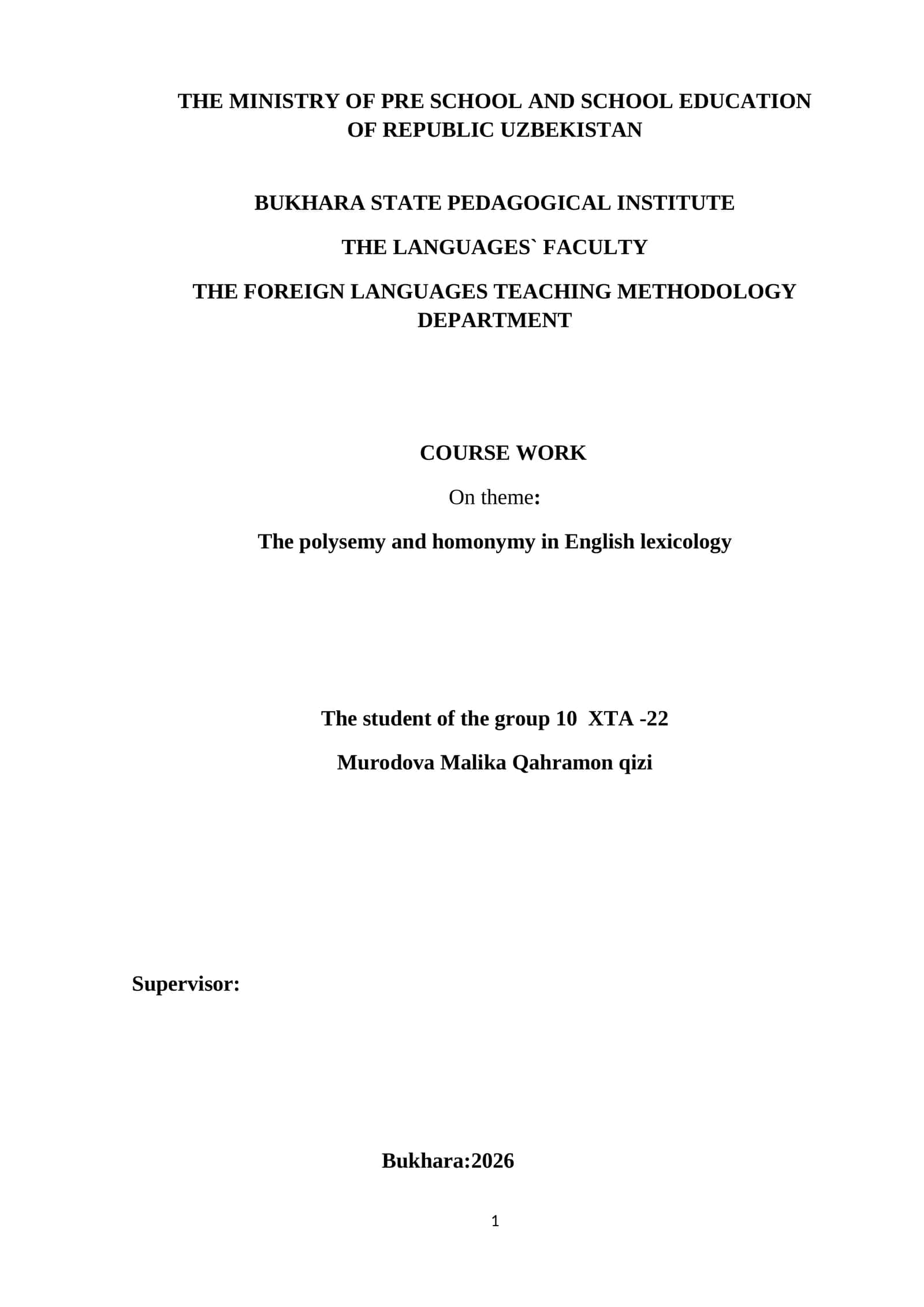 The polysemy and homonymy in English lexicology 1