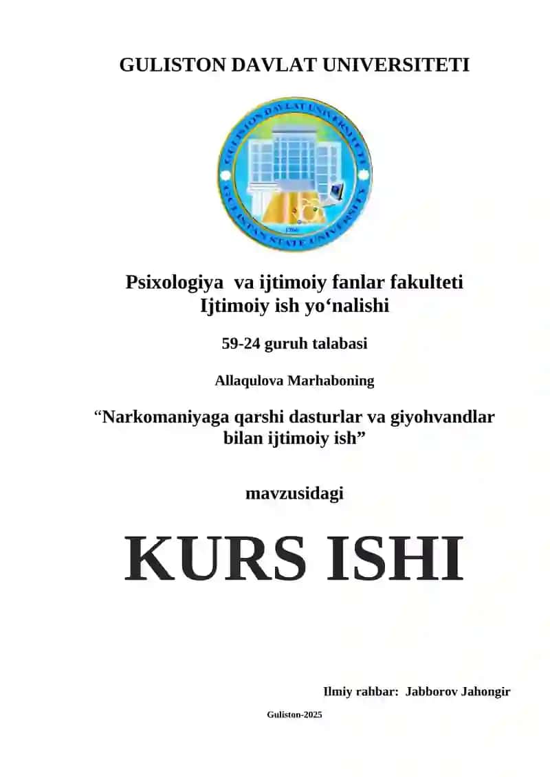 Narkomaniyaga qarshi dasturlar va giyohvandlar bilan ijtimoiy ish