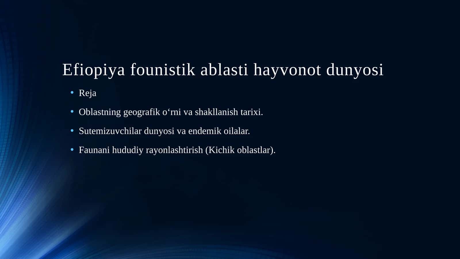 efiopiya faunistik oblasti hayvonot dunyosi 1