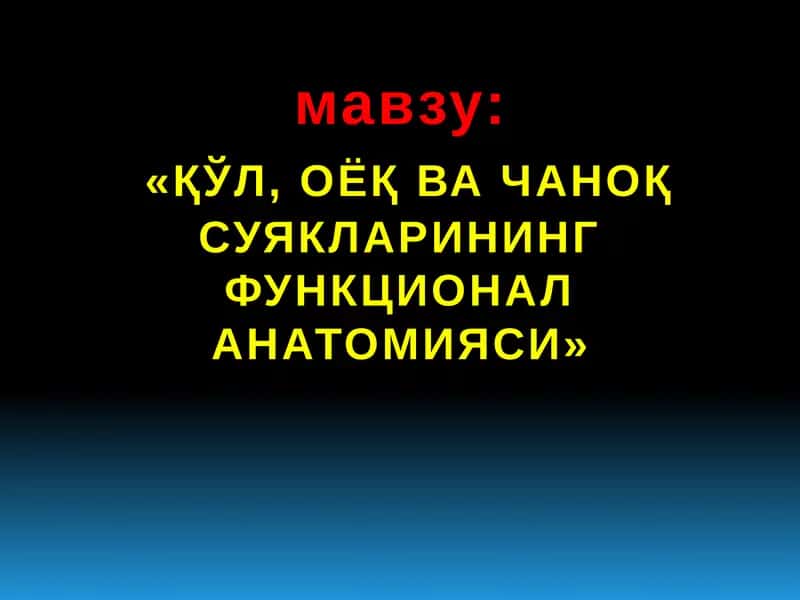 Қўл, оёк ва чанок суякларининг функционал анатомияси 1
