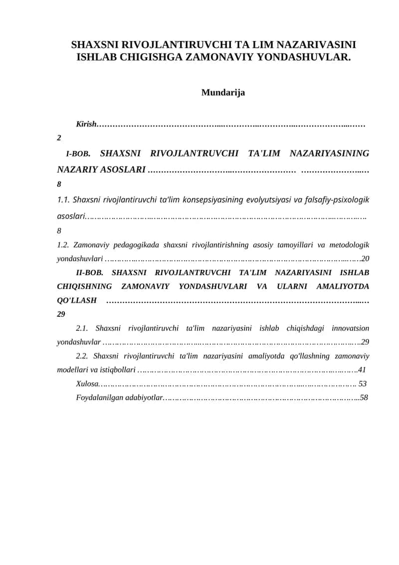 SHAXSNI RIVOJLANTIRUVCHI TA LIM NAZARIVASINI ISHLAB CHIGISHGA ZAMONAVIY YONDASHUVLAR. 1