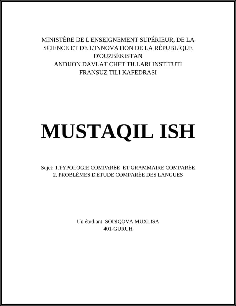 Etude Comparée des Langues 1