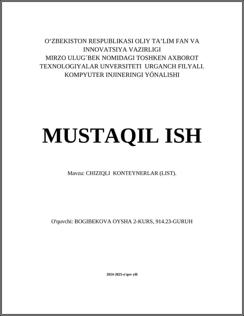 CHIZIQLI KONTEYNERLAR (LIST) 1