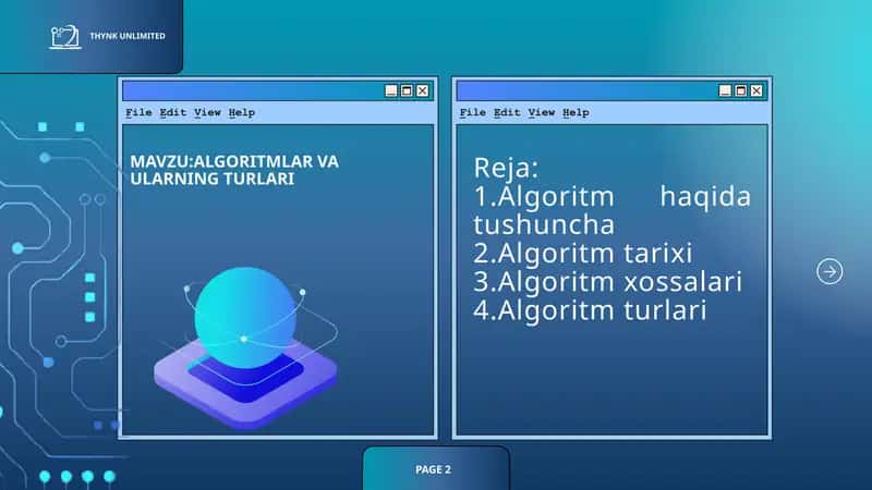 ALGORITMLAR VA ULARNING TURLARI 1