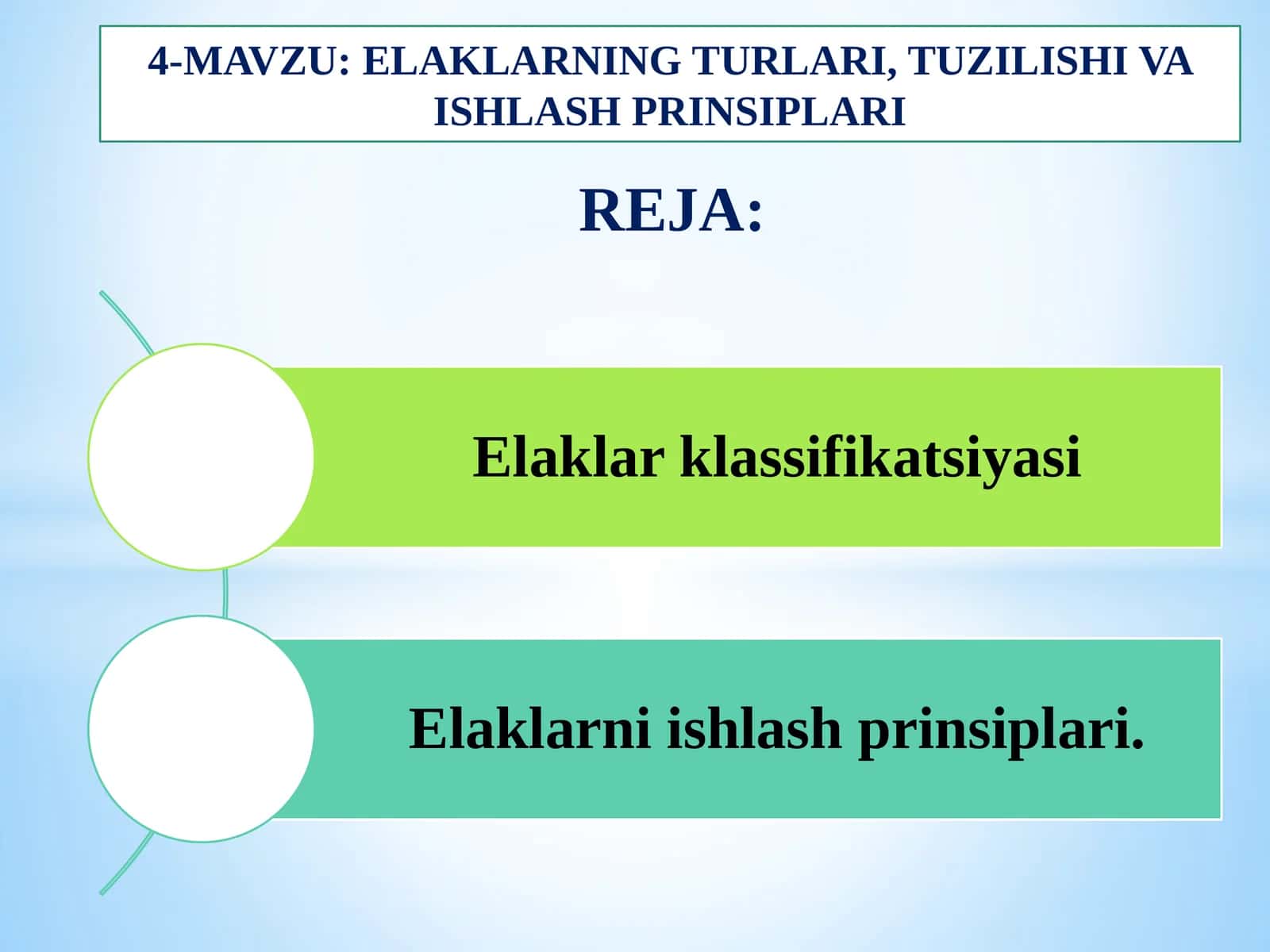 ELAKLARNING TURLARI, TUZILISHI VA ISHLASH PRINSIPLARI 1