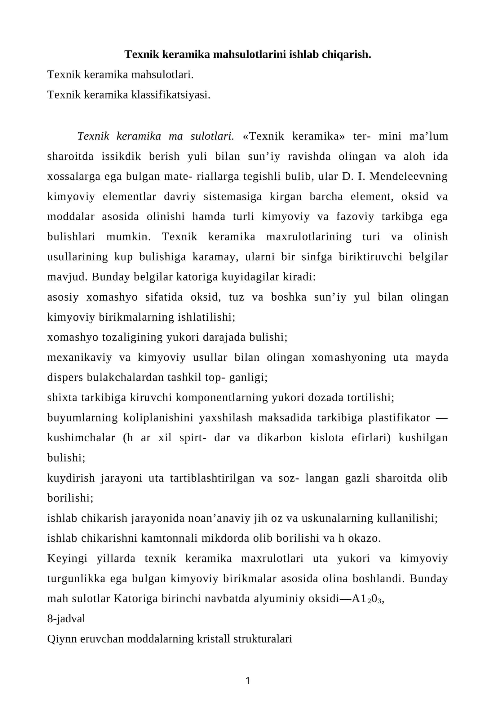 Texnik keramika mahsulotlari 1