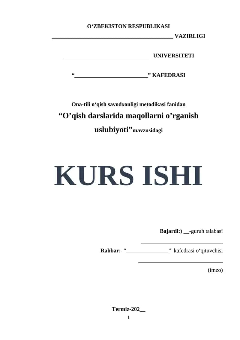 O’qish darslarida maqollarni o’rganish uslubiyoti 1