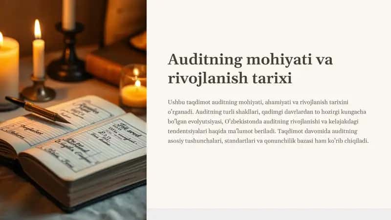 Auditning mohiyati va rivojlanish tarixi 1