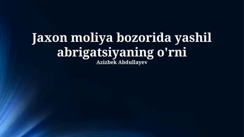 Yashil Obligatsiyalar Bozori 1