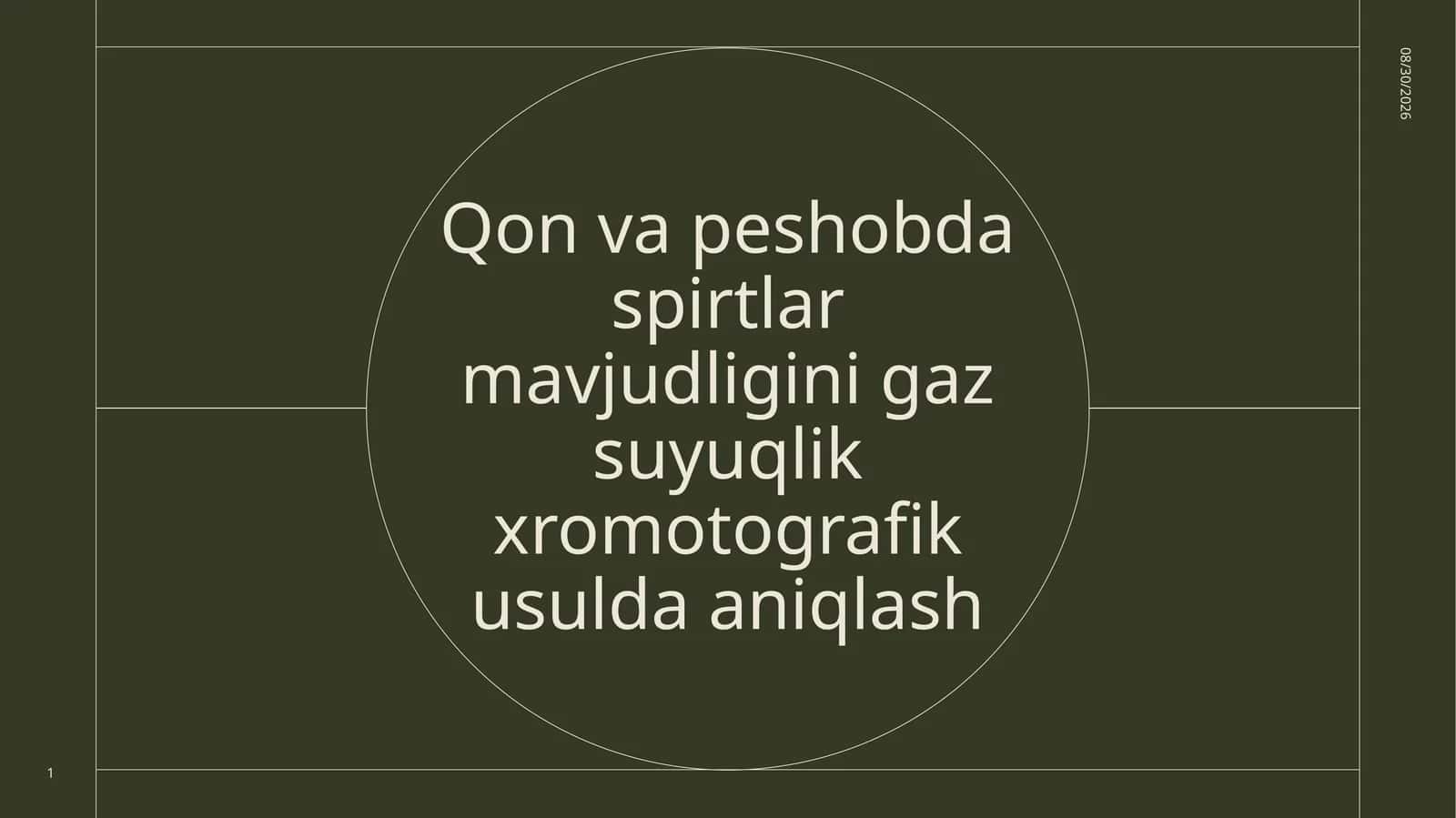 Qon va peshobdagi spirtlar mavjudligini gaz-suyuqlik xromatografik usulda aniqlash 1