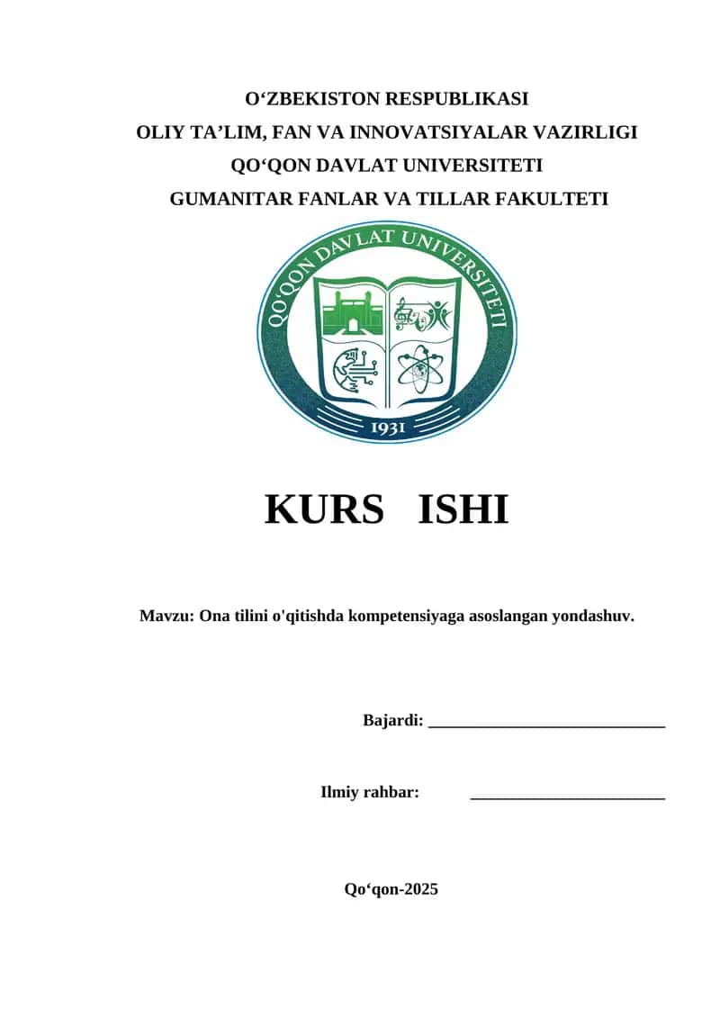 Ona tilini o'qitishda kompetensiyaga asoslangan yondashuv 1