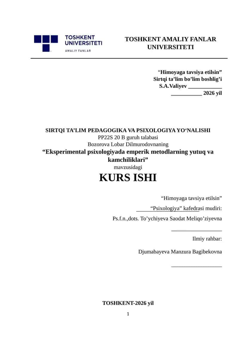 Eksperimental psixologiyada emperik metodlarning yutuq va kamchiliklari 1